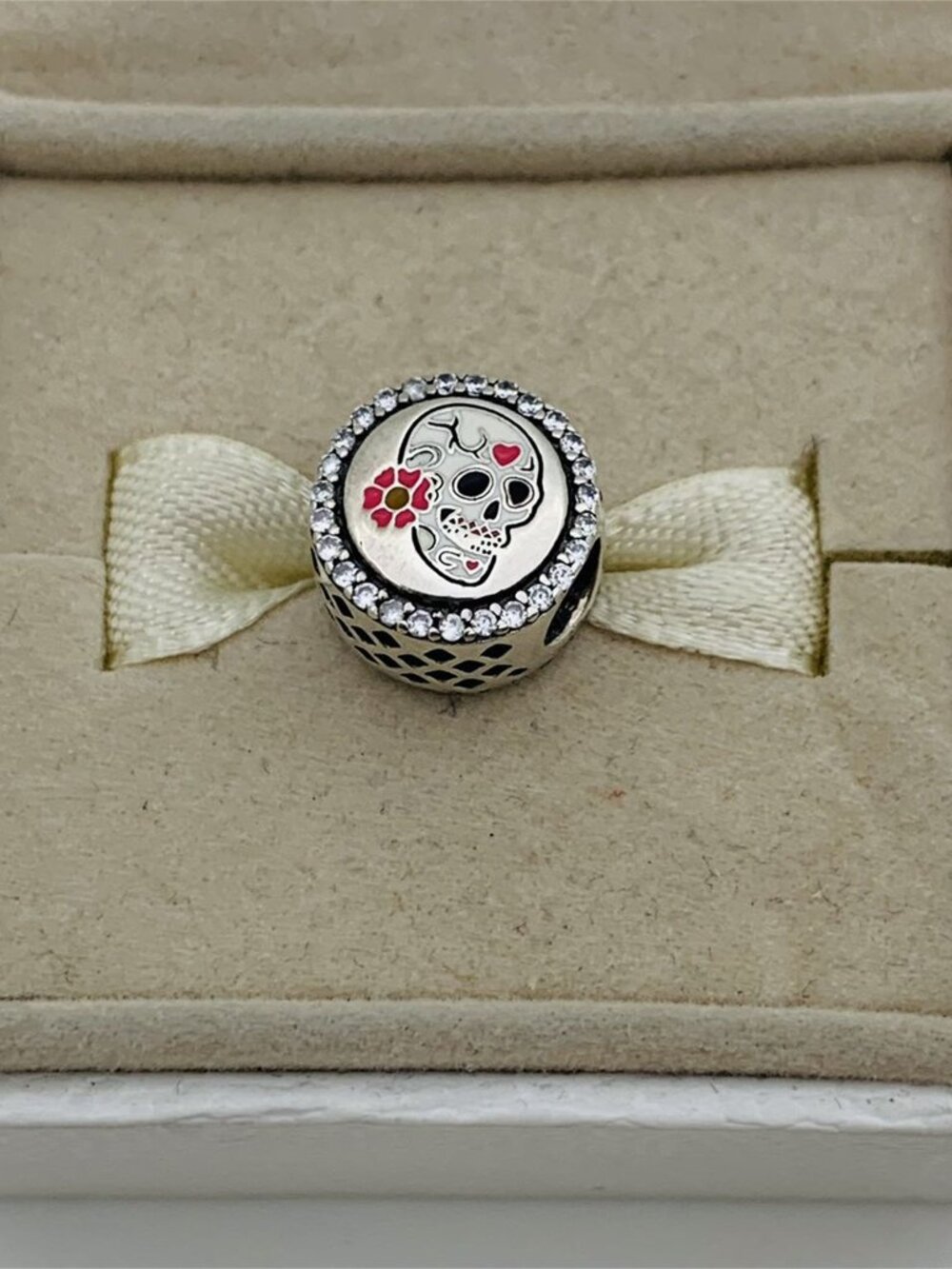 ✨🔥Pandora White Sugar Skull Charm HALLOWEEN bead Charm